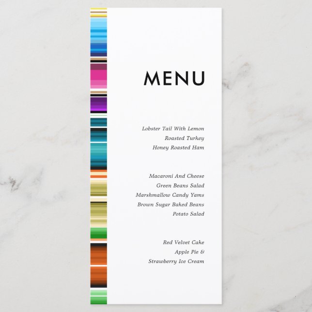 Serape Summer Stripes | Menu Casamento (Frente)