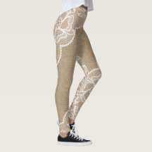 Serapilheira natural e laço branco Legging