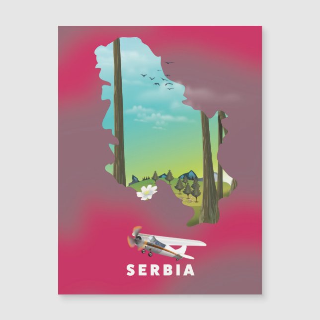 Serbia mapa ilustrada cartaz de viagem (Frente)