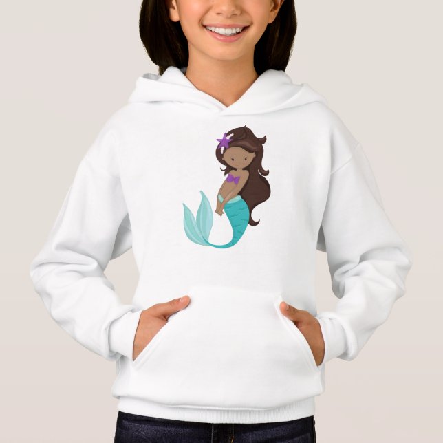 Sereia Afro-Americana, Cabelo Marrom, Peixe-Estrel (Frente)