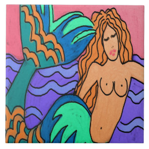 Sereia com Abstrato de Arte Colorida