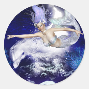 Sereia com adesivos de golfinhos