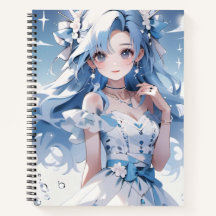 Sereia com Cabelo Azul num Vestido Azul