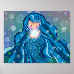 Sereia com o poster brilhante da pérola