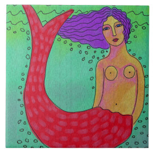Sereia com pintura digital de Abstrato de cabelo r