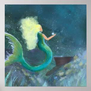 Sereia com seu pôster de pérola