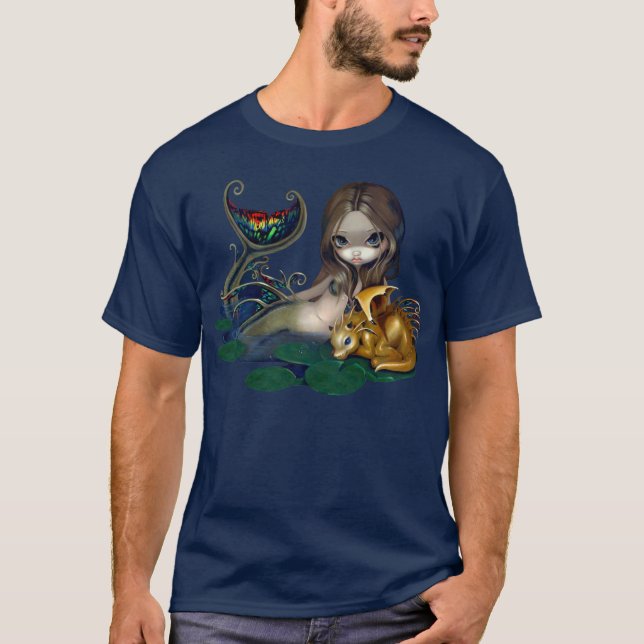 Sereia com uma arte dourada da fantasia da camisa (Frente)