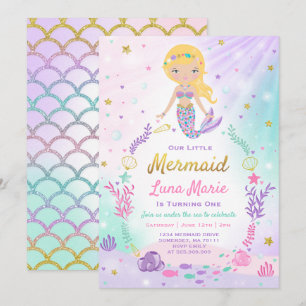 Sereia Convite De Aniversário Sob Festa Do Mar