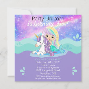 Sereia + Convite de festas Unicorn
