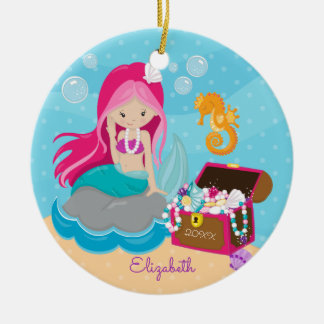 Sereia cor-de-rosa bonito enfeites de natal
