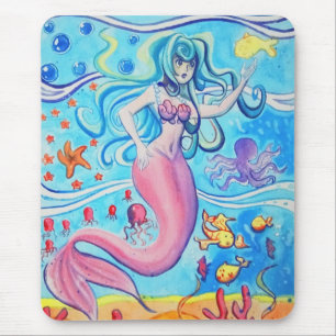 Sereia cor-de-rosa Mousepad do Tailfin