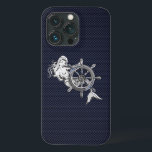 Sereia Cromo com Impressão de Fibra de Carbono<br><div class="desc">Um moderno cromo náutico prateado como o estilo aplicado num decor de fibra de carbono azul marinho para uma capa de telefone personalizada de que todos no barco ou fora dele vão desfrutar. Use o link "Perguntar a este Designer" para entrar em contato conosco com suas solicitações especiais de design...</div>