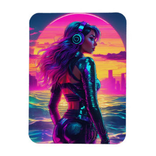 Sereia Cyberpunk Flexível Ímã de Foto