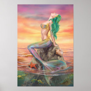 Sereia do poster no por do sol