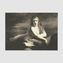 Sereia e papel tecidos para presentes na gaivota