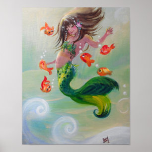 Sereia e poster dos peixes da dança