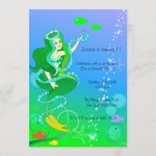 Sereia em suas pérolas - convites para aniversário