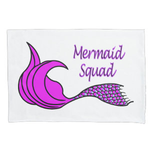 Sereia Esquadrão com cauda rosa-sereia Pillowcase