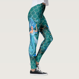 Sereia Leggings Azuis De Aqua Para Ela