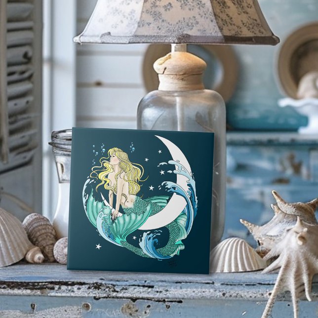 Sereia Loira Lua Crescente Arte Deco Fantasia (Criador carregado)