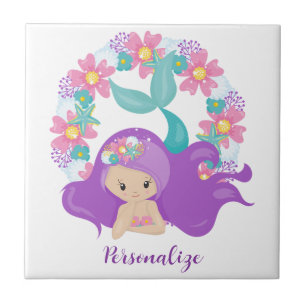 Sereia Menina Bonita Rosa Roxo Personalizado