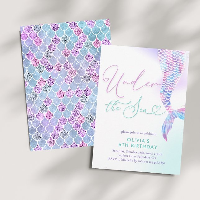 Sereia Moderna Sob Convite De Aniversário Do Mar (Criador carregado)