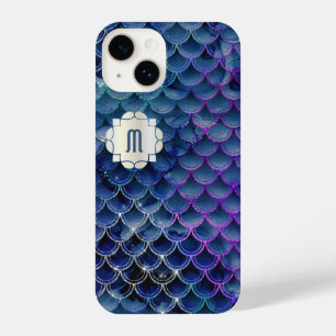 Sereia Monograma Azul e Púrpura iPhone 14 Capas
