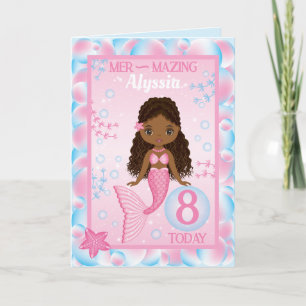 Sereia Negra De 8 Anos    Cartão de Aniversário Fe