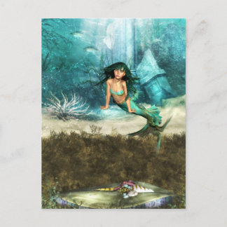 Sereia no cartão postal do Oceano