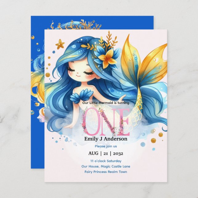 Sereia primeiro aniversario Fairytale Aniversário (Frente/Verso)