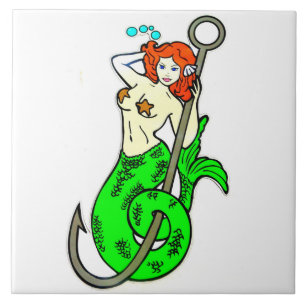sereia redheaded da verde-cauda