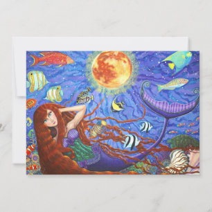 Sereia ruiva em Corset com Lua e Peixe