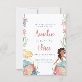 Sereia Sob Convite De Aniversário Do Mar