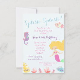 Sereia sob o Convite de aniversário do mar