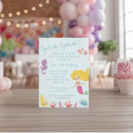 Sereia sob o Convite de aniversário do mar