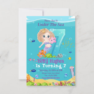 Sereia Sob O Convite De Aniversário Do Sea 7