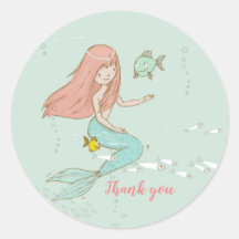 Sereia sob o mar Obrigado adesivos