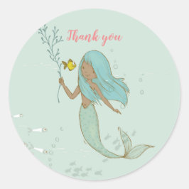 Sereia sob o mar Obrigado adesivos