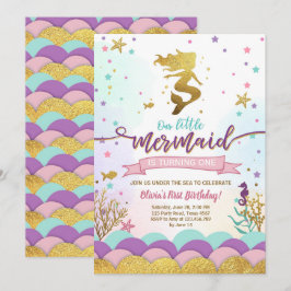 Sereia sob o roxo do convite do aniversário do mar