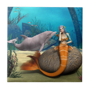 Sereia Sonhadora Golfinho Arte Fantasia Subaquátic