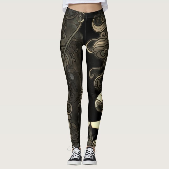 Sereia Steampunk Preto+Branco Legging Personalizad (Frente)