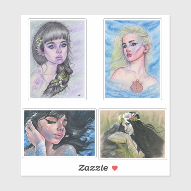 Sereia vynil cortou adesivos (Folha)