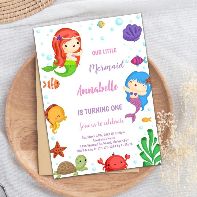 Sereias Convites de Aniversário (Mermaids Birthday Invitations)