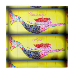 sereias cor-de-rosa subaquáticas do mosaico que