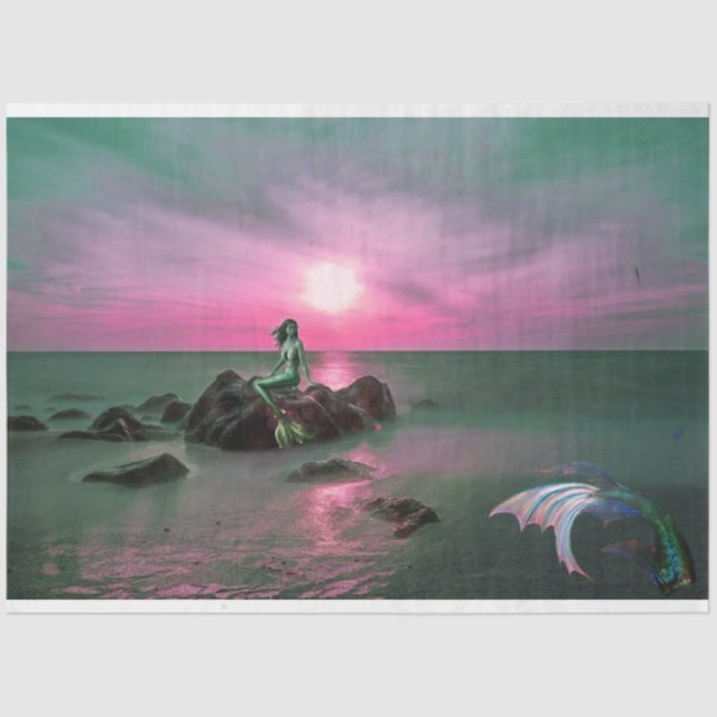 Sereias em Papel Tecido de Decoupage Sunset (Frente )