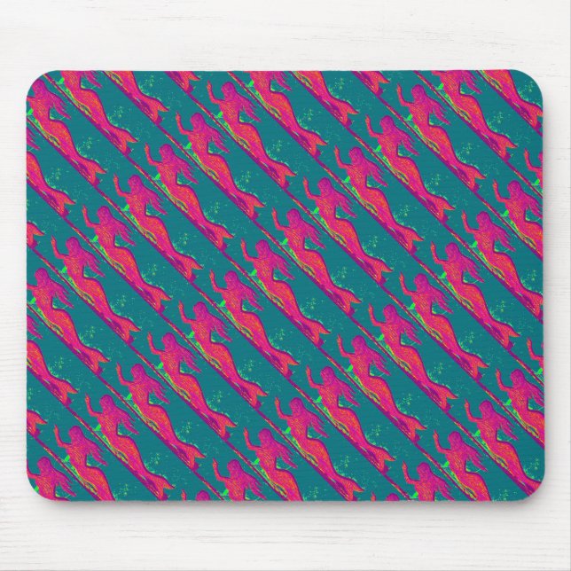 sereias vermelhas que nadam o mousepad (Frente)