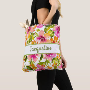 Serena Aquarela Personalizada Tote Bag Floral