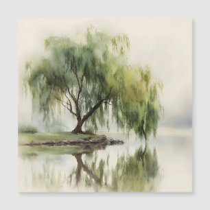 Serena Árvore Salgueiro Reflexo Arte da Natureza (