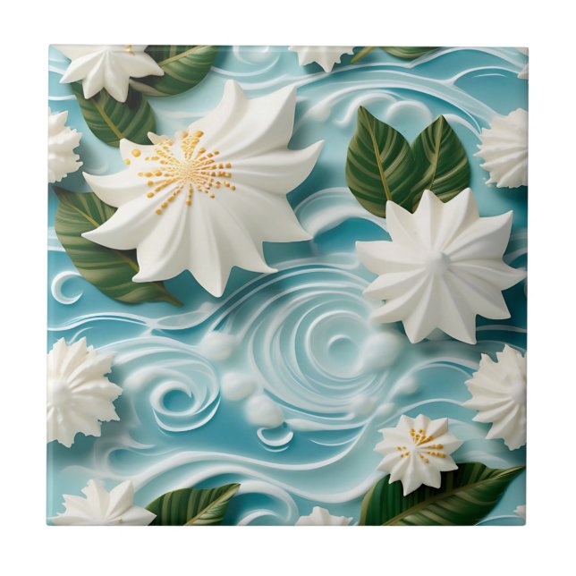 Serene Beach Scene com Seafoam Branco (Frente)