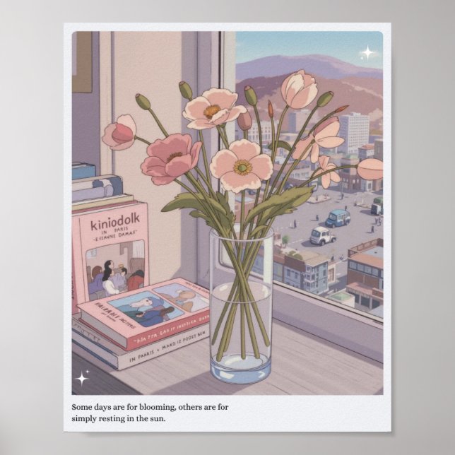 Serene Bloom Window View Art Impressão (Frente)